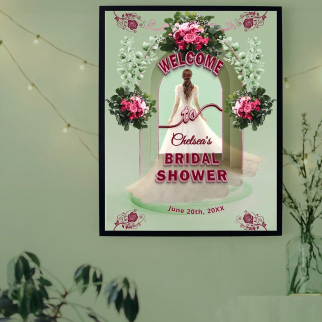 Sage Eucalyptus Burgundy Floral Bridal Welcome  Poster (Skapare uppladdad)