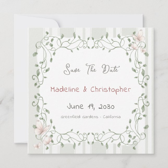Sage Eucalyptus Wedding Save the Date (Framsida)