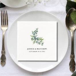 Sage Eucalyptus Woodland Bröllop Pappersservett