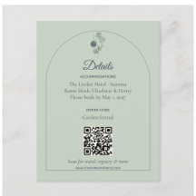 Sage Eukalyptus Arch QR Bröllopsdetaljkort