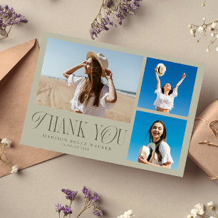 Sage Examen Tacksamt Elegant Fotokollage Tack Kort