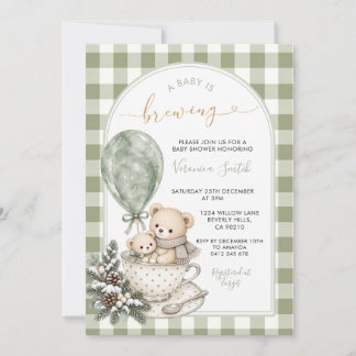 Sage Fall Bear Ett barn bryggs Dusj Inbjudningar