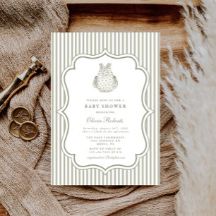 Sage Farmhouse Vintage Baby Shower Inbjudningar