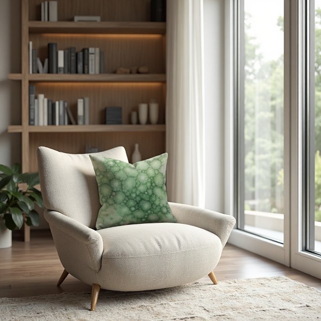 Sage Fenestrated Lichen Abstrakt - Organic Modern Kudde (Cozy sage lichen pillow. A high-end botanical accent for organic modern living spaces.)