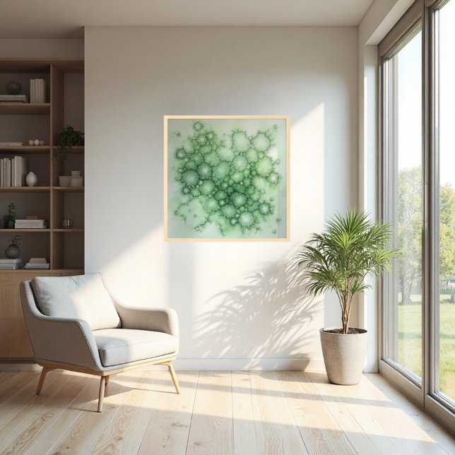 Sage Fenestrated Lichen Abstrakt - Organic Modern Poster (Sophisticated sage lichen art on high-quality paper. A nature-inspired modern focal point.)