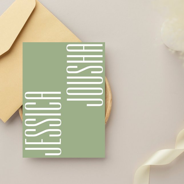 Sage fet Namn-typografi - Ultrmodern Bröllop Inbjudningar (Skapare uppladdad)