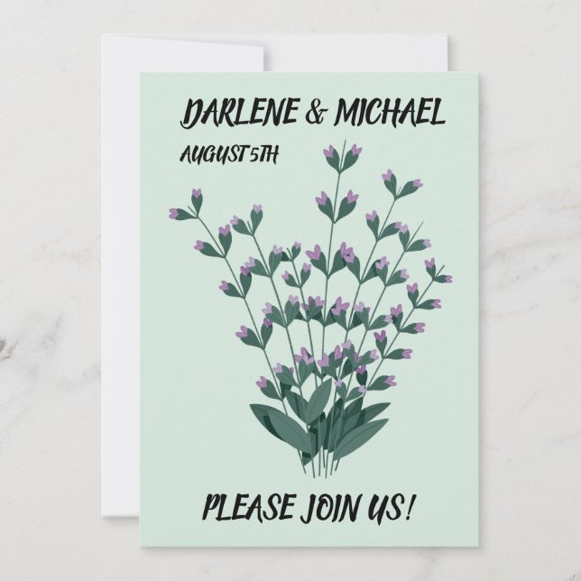 SAGE Floral custom wedding invitations Inbjudningar (Framsida)