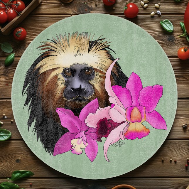 Sage Floral Gyllenhövdad Lejon Tamarin Apa (Skapare uppladdad)