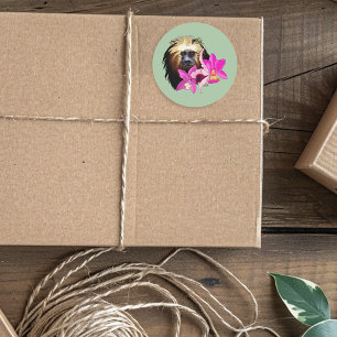 Sage Floral Gyllenhövdad Lejon Tamarin Apa Runt Klistermärke