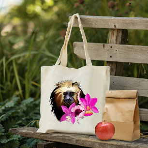 Sage Floral Gyllenhövdad Lejon Tamarin Apa Tygkasse