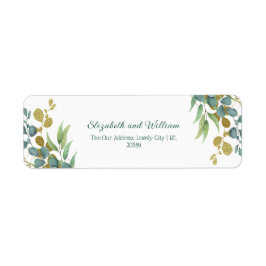 Sage Foliage och Guld Bröllop Returadress Returadress Etikett