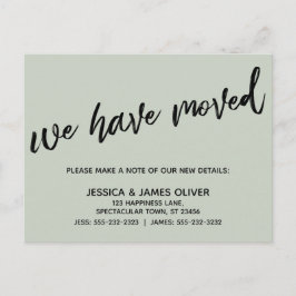 Sage för enkel Vi har flyttat-typografi Vykort