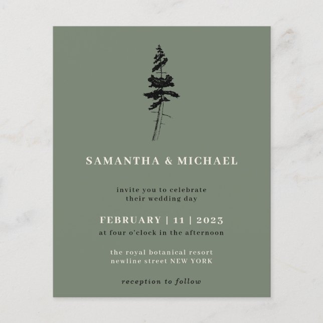 Sage Forest Pine Tree Indie Rustic budget Flygblad (Framsidan)