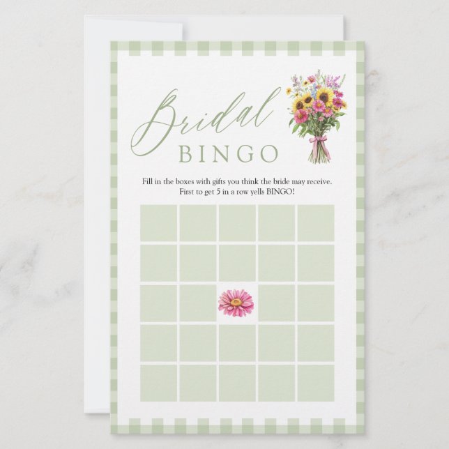 Sage Fresh Off The Market Bröllopsdusch Bingo Spel (Framsida)