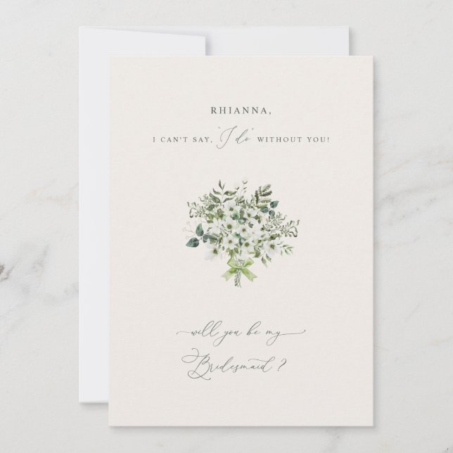 Sage Garden Bridesmaid Frieri inbjudan kort (Framsida)