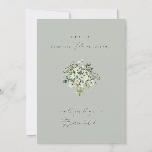 Sage Garden Bridesmaid Frieri inbjudan kort (Framsida)