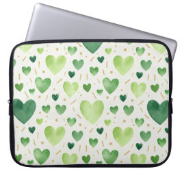 Sage Garden Watercolor Hjärtan Laptop Fodral