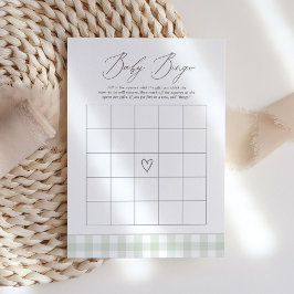 Sage Gingham Baby Shower Bingo Game Inbjudningar