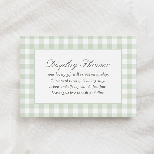 Sage Gingham Baby Shower Visning Shower Tilläggskort (Skapare uppladdad)