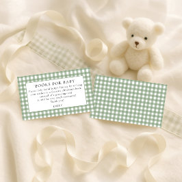 Sage Gingham Bokar for Baby Shower Tilläggskort