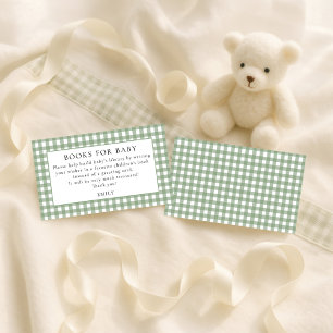 Sage Gingham Bokar for Baby Shower Tilläggskort