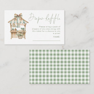 Sage Gingham Marknad Blöja Lotteri Baby Shower Tilläggskort