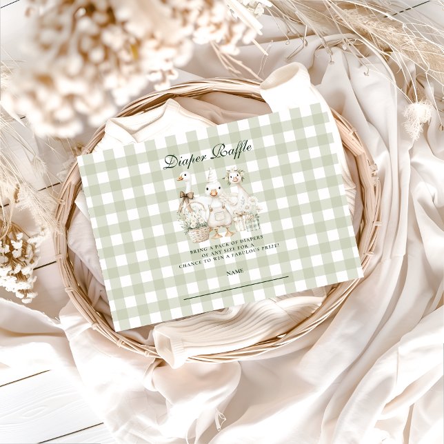 Sage Gingham Silly Goose Diapper Raffle Tilläggskort (Skapare uppladdad)