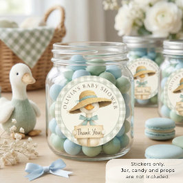 Sage Gingham Silly Goose Tack Baby Shower Runt Klistermärke
