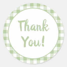 Sage Gingham Tack Runt Klistermärke