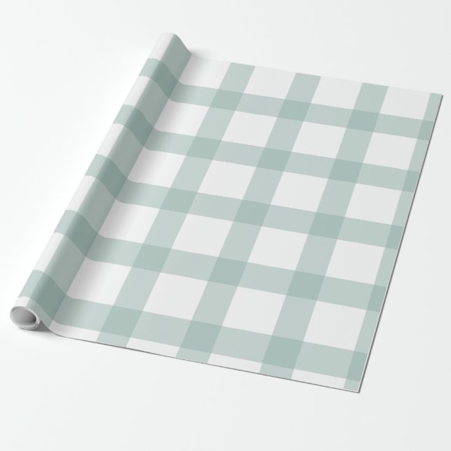 Sage Gingham Wrapping Papprare Presentpapper (Utrullad)