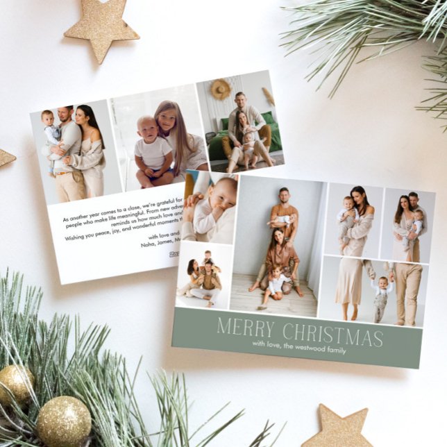 SAGE God jul chic 9 Collage Multi Photo Julkort (Skapare uppladdad)