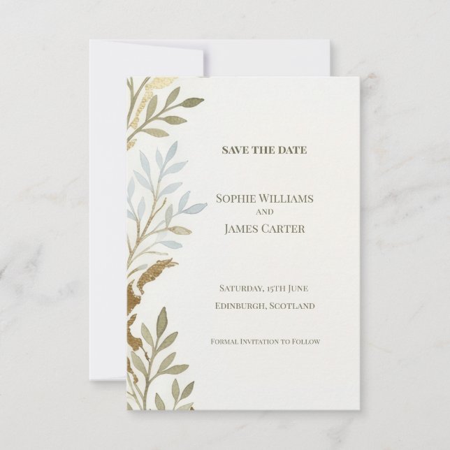 Sage Gold Leaf Spara Datum-kort Datumet (Framsida)