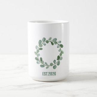 Sage & Gold Minimalistisk Botanisk Krans Scandi Ho Kaffemugg