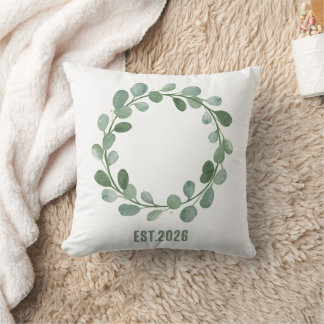 Sage & Gold Minimalistisk Botanisk Krans Scandi Ho Kudde