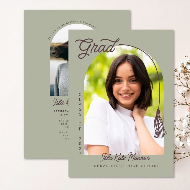 Sage Grad Announcement and Invitation with Photo Inbjudningar (Skapare uppladdad)