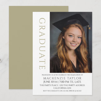 Sage Graduation Modern Photo Template Personalized Inbjudningar