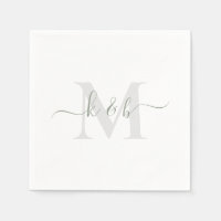 Sage & Grått Monogram Swash Script White Cocktail