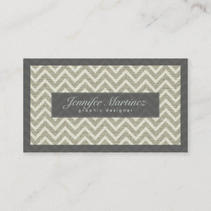 Sage Greem White Chevron Mönster Linen Titta på Visitkort