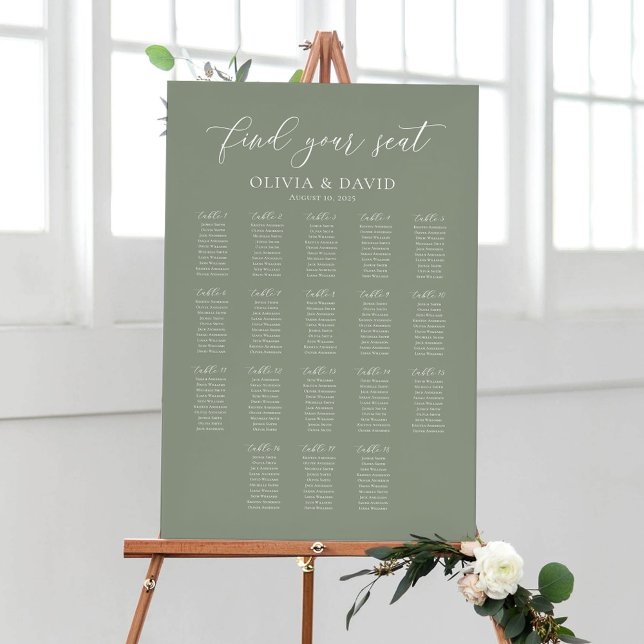 Sage Green 18 Bord Hitta Din Plats Placeringsplan Poster (Skapare uppladdad)