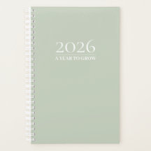 Sage Green 2026 Planner | Anpassad Titel & Initial