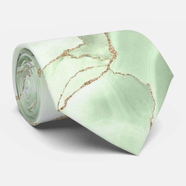 Sage green agate neck tie slips (Rullad)
