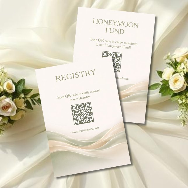Sage Green and Ivory Registry & Honeymoon Fund Tilläggskort (Sage Green and Ivory Registry & Honeymoon Fund Enclosure Card )