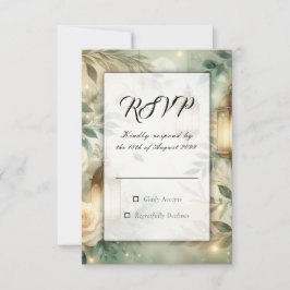 Sage Green and Ivory Rose Lantern Wedding OSA Kort