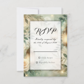 Sage Green and Ivory Rose Lantern Wedding OSA Kort