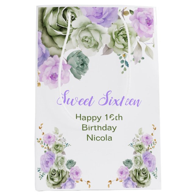 Sage Green and Purple Floral Sweet Sixteen (Framsidan)