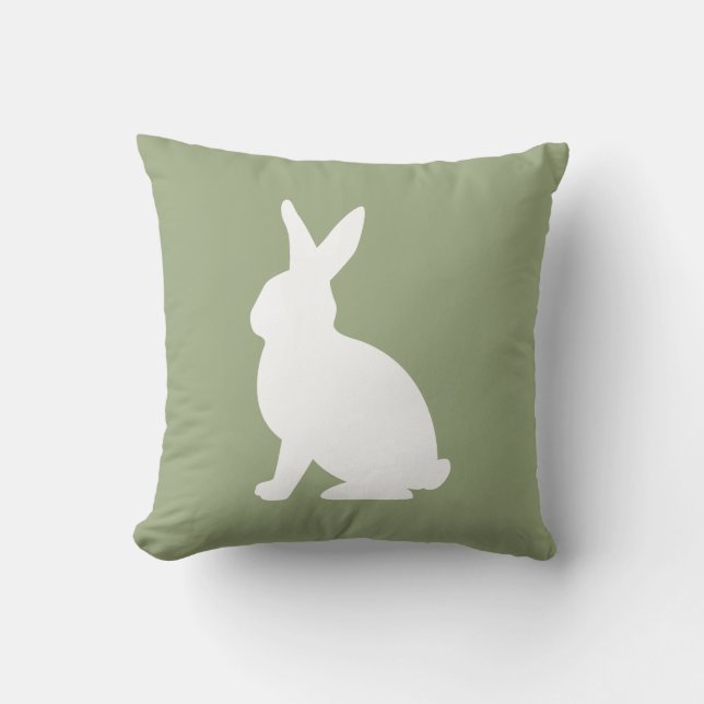 Sage Green And White Sitting Bunny Cute Easter Kudde (Framsida)