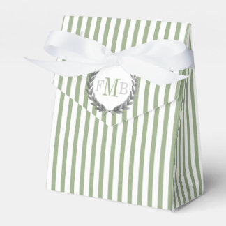 Sage green and white stripes monogram wedding presentaskar
