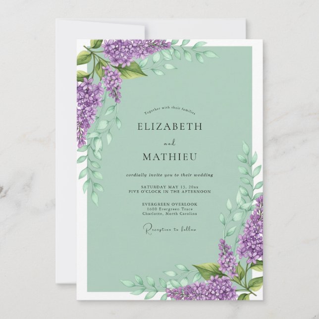 Sage Green Angelic Spring Wedding Inbjudningar (Framsida)