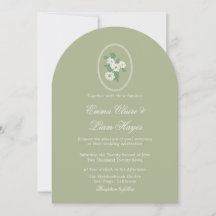 Sage Green Arch Chinoiserie Wedding Invitation