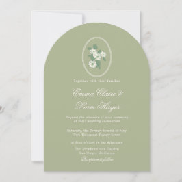 Sage Green Arch Chinoiserie Wedding Invitation Inbjudningar